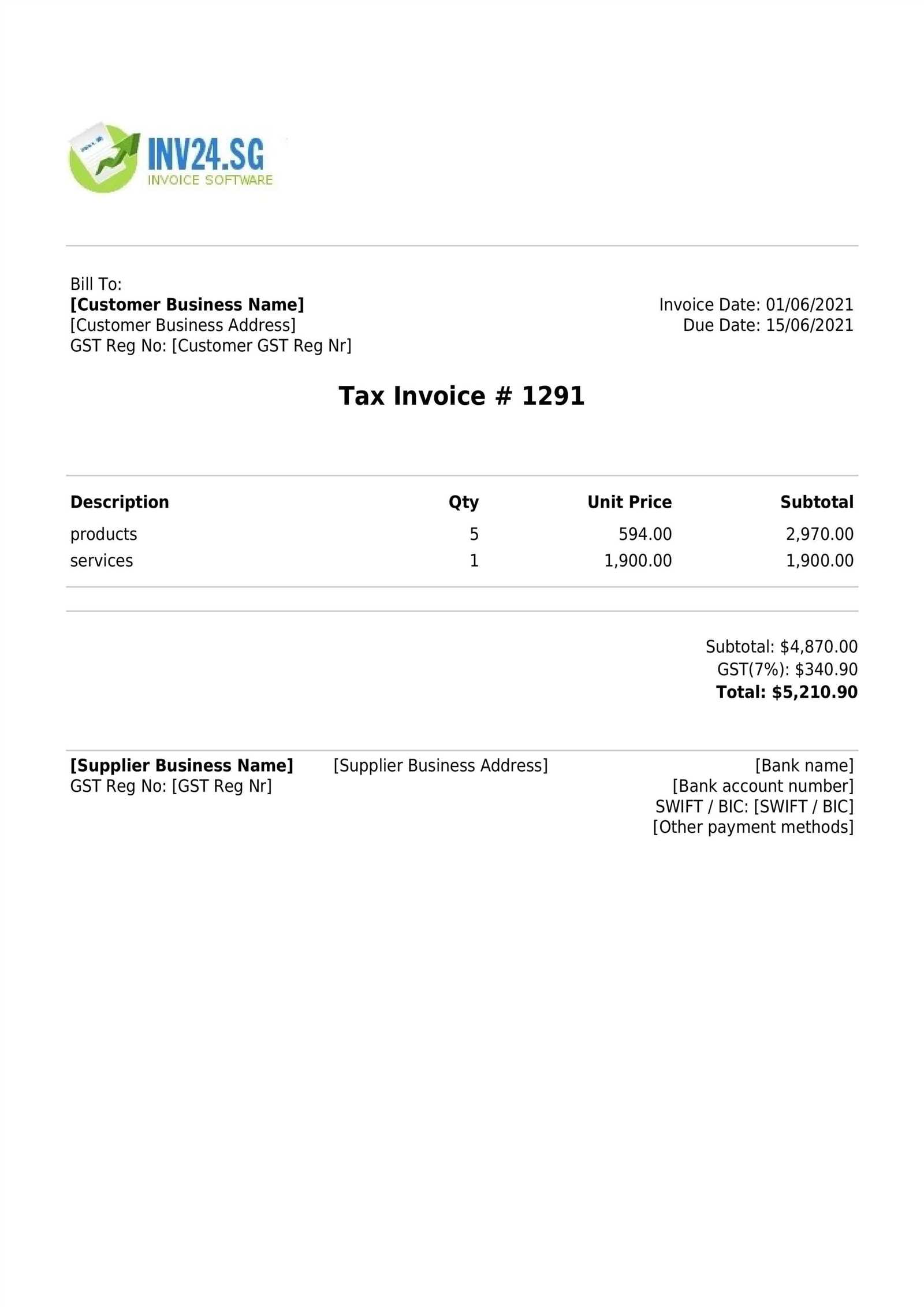 editable free invoice template pdf