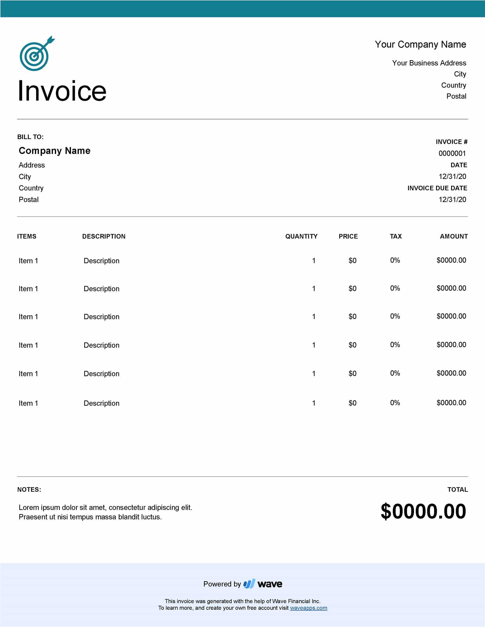 editable free invoice template