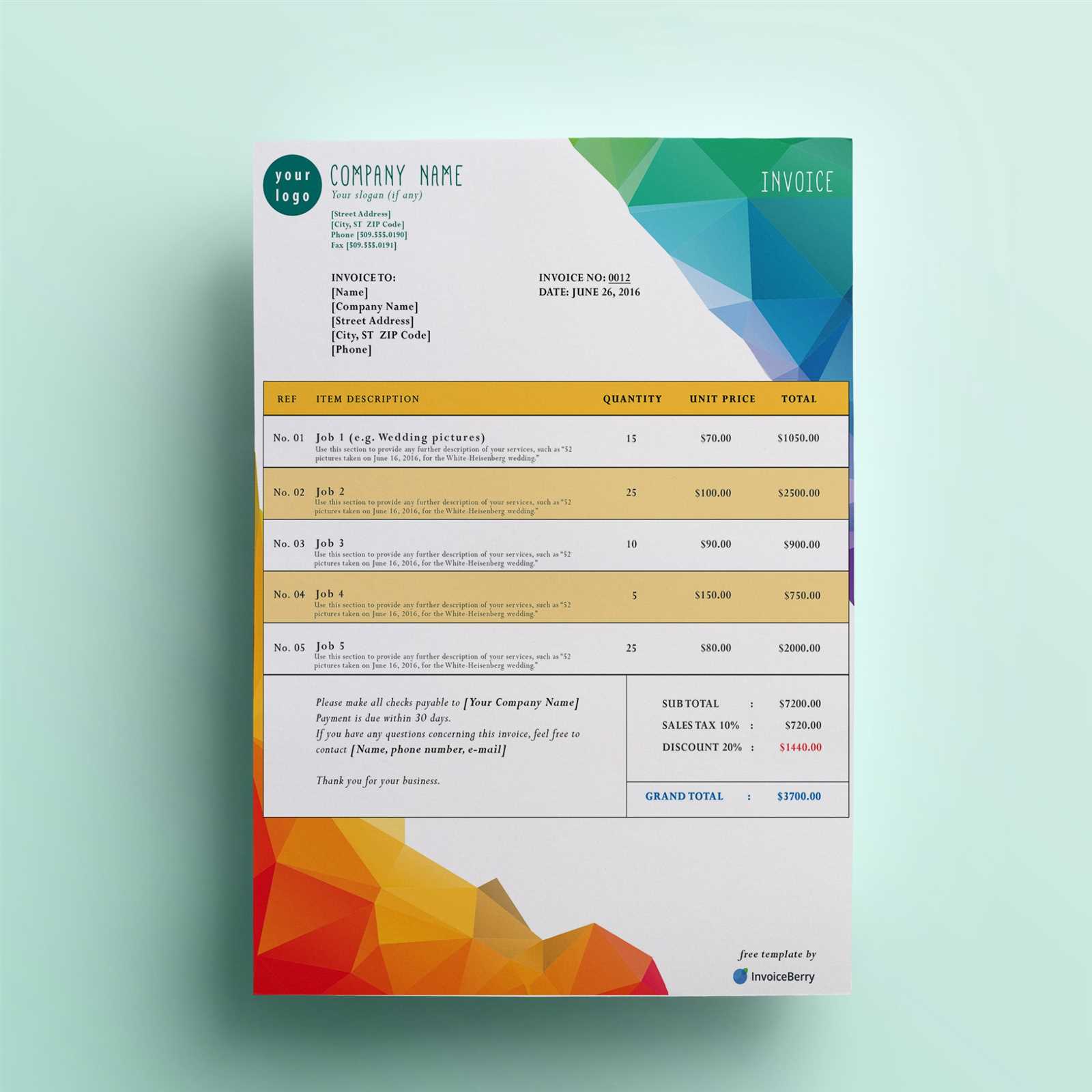 editable invoice template free download