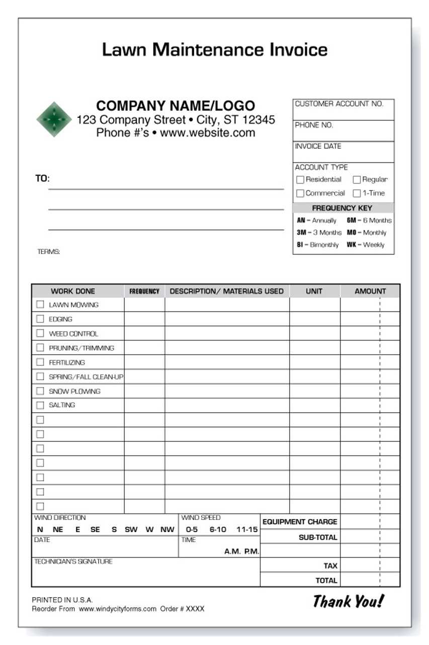 editable lawn care invoice template