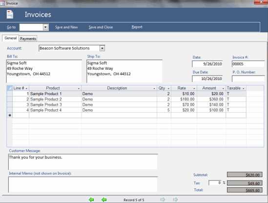 microsoft access invoice template