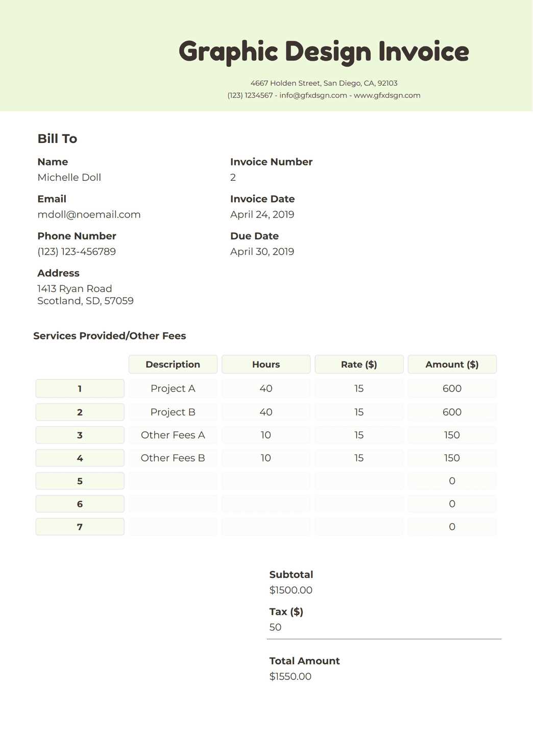 invoice templates for pages