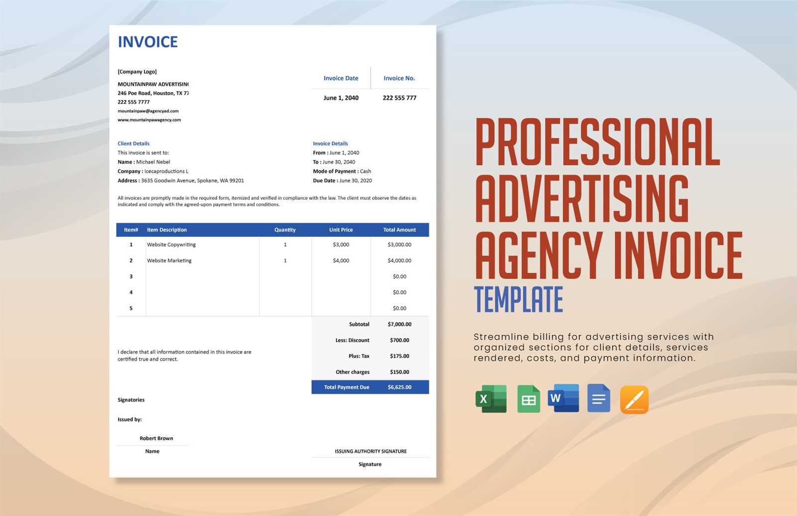 advertising agency invoice template