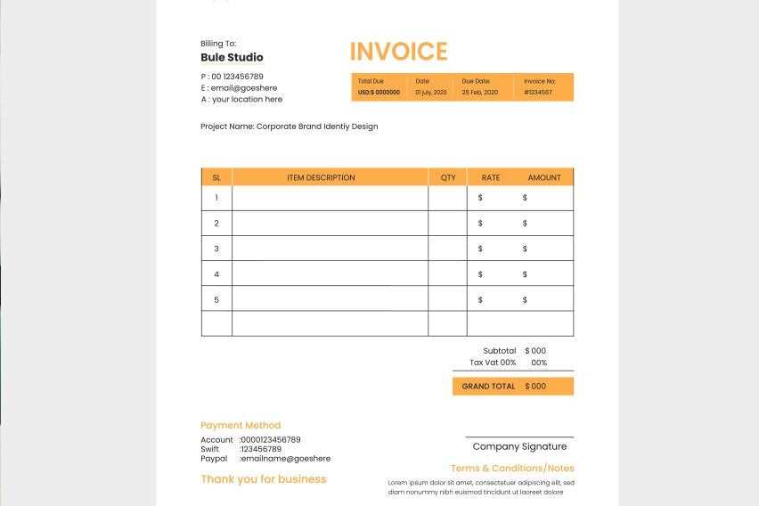 invoice on word template