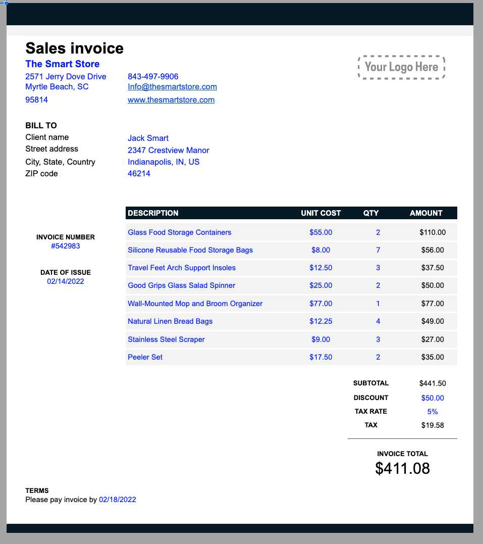 invoice free template excel