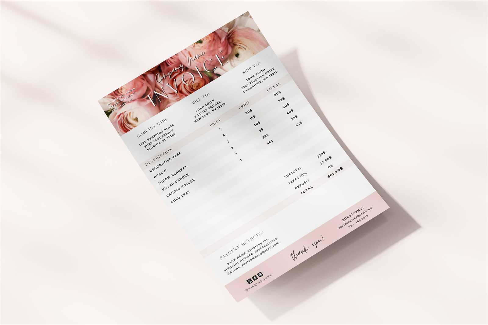 vistaprint invoice template