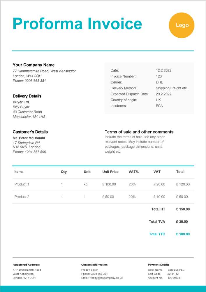 delivery invoice template free