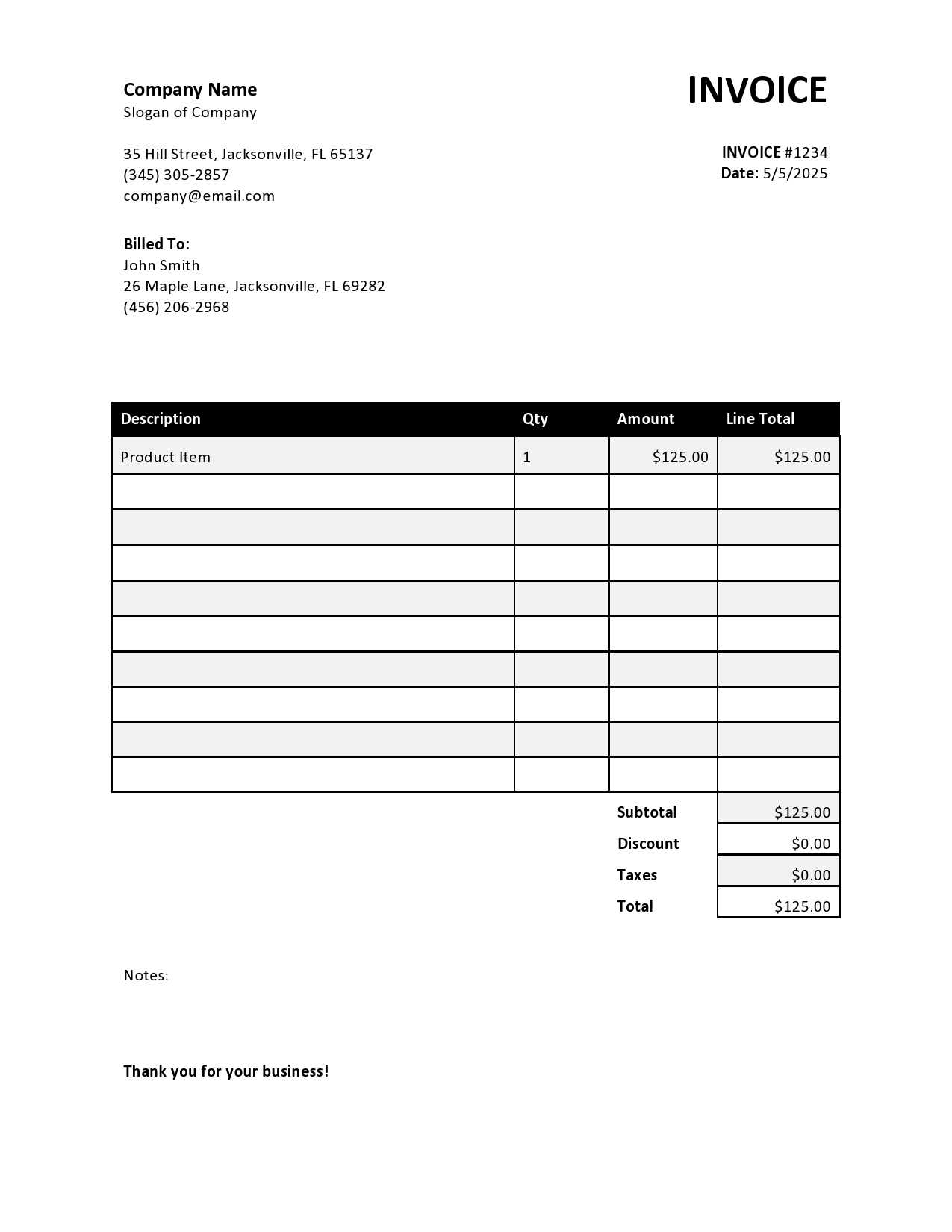 rental invoice template