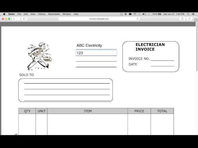 electrical invoice template excel