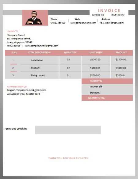 electrical service invoice template