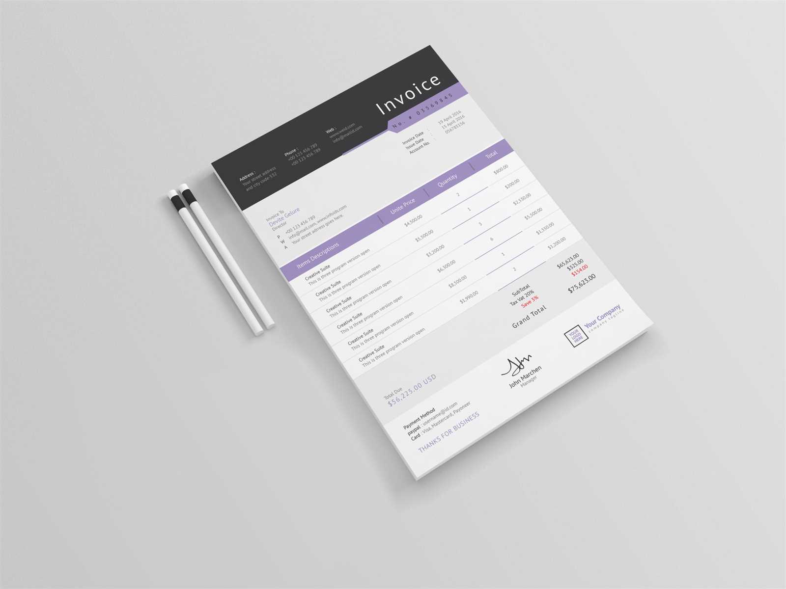 elegant invoice template