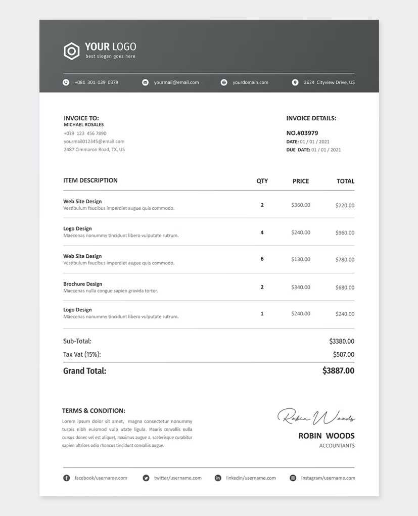 elegant invoice template