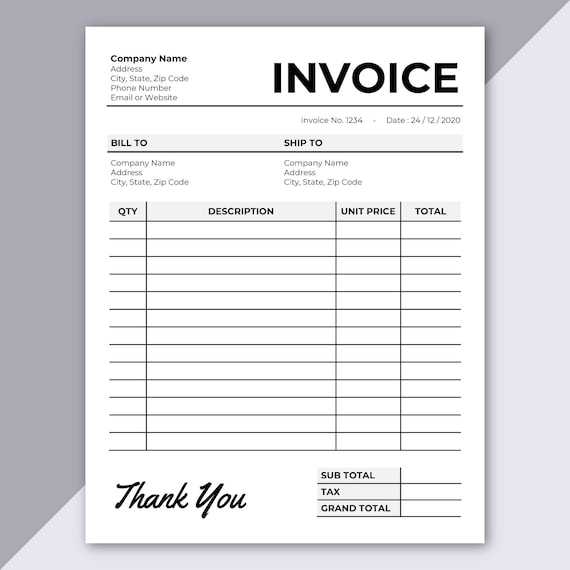 english invoice template