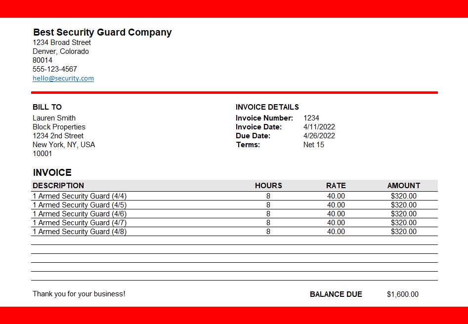 service billing invoice template