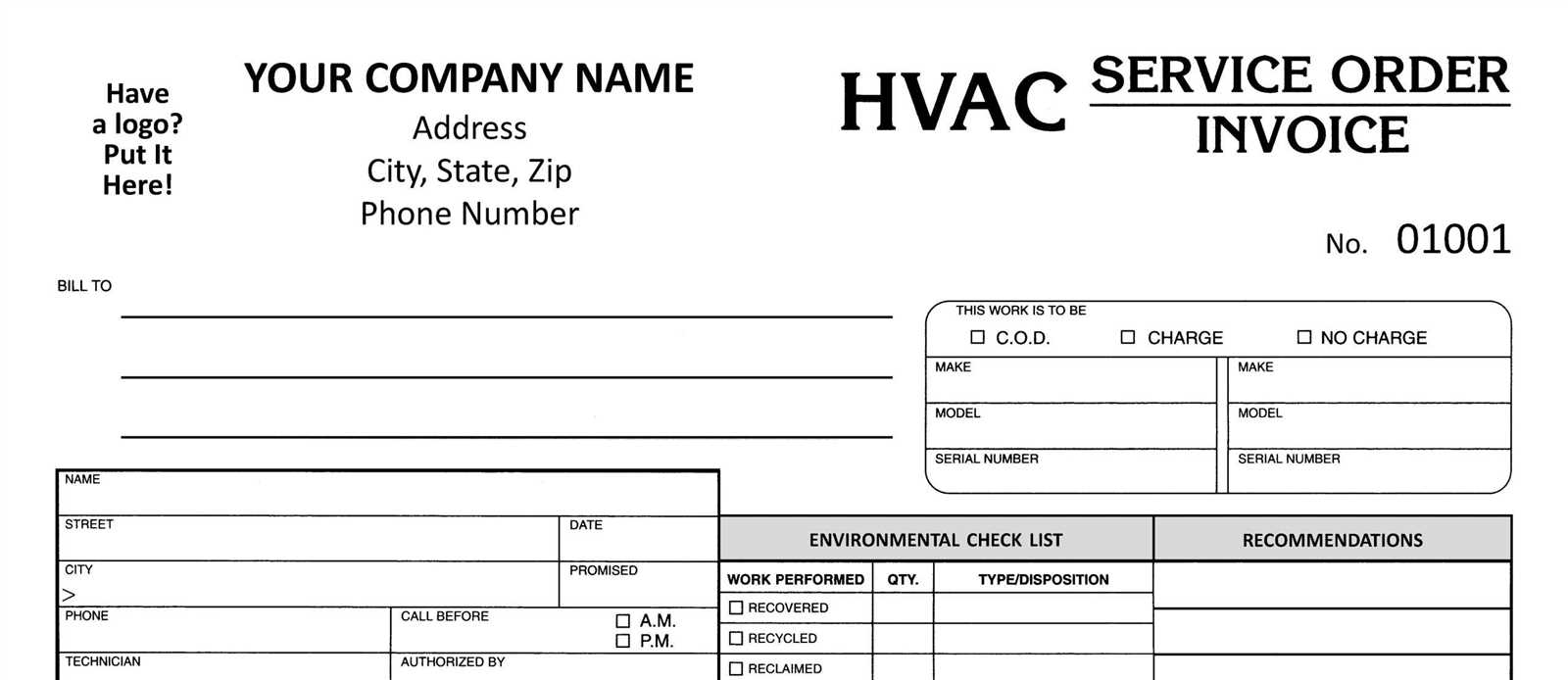 air conditioning invoice template