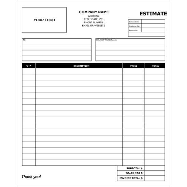 estimate invoice template free