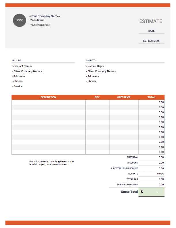 estimate invoice template free