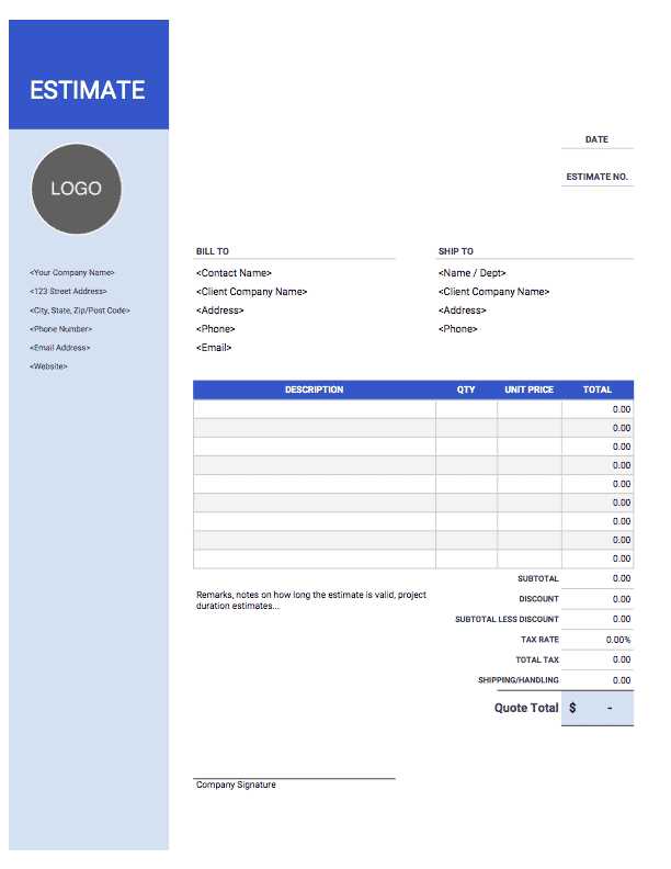 estimate invoice template free