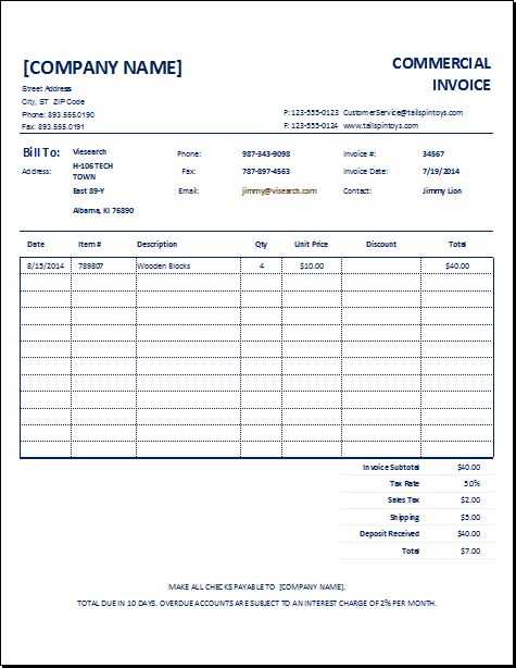 amazon invoice template download