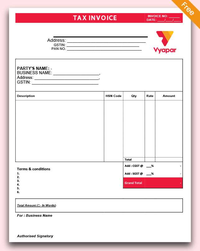 invoice template xls download