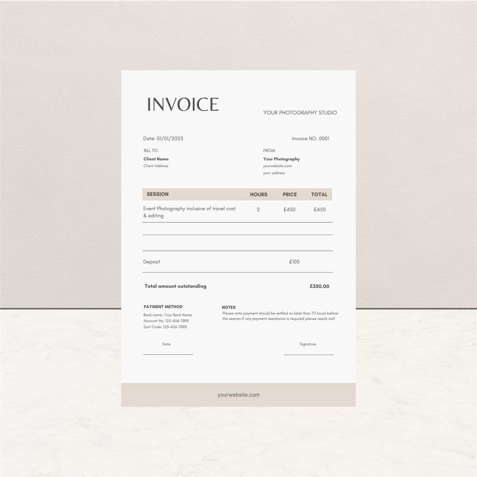 event photography invoice template