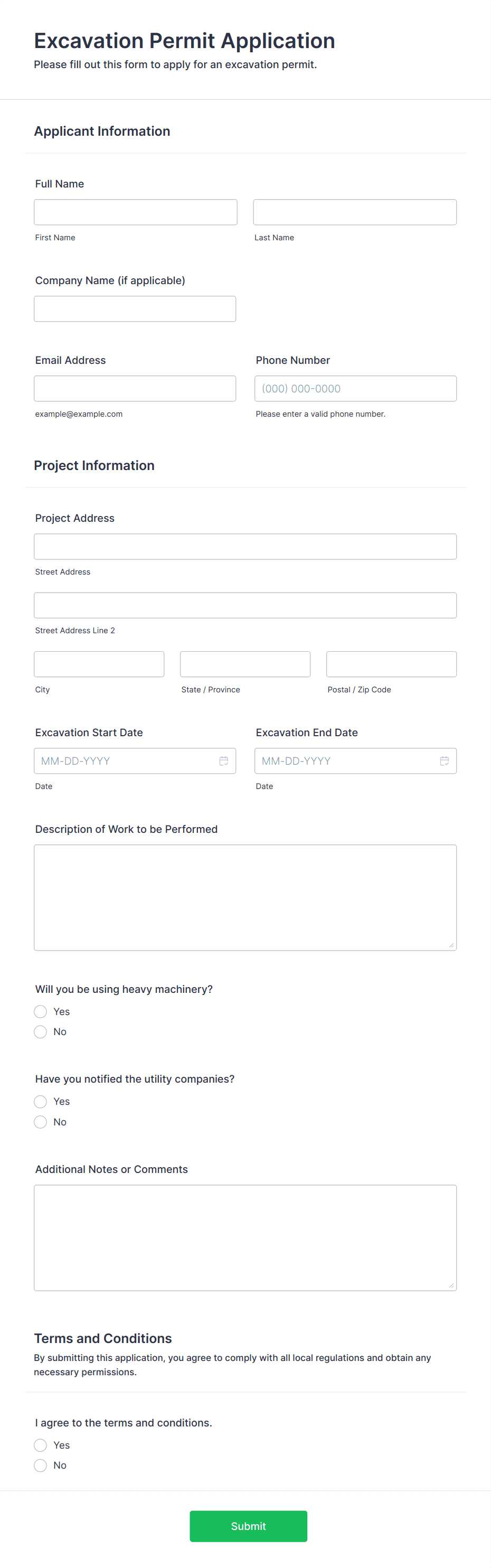 excavation invoice template