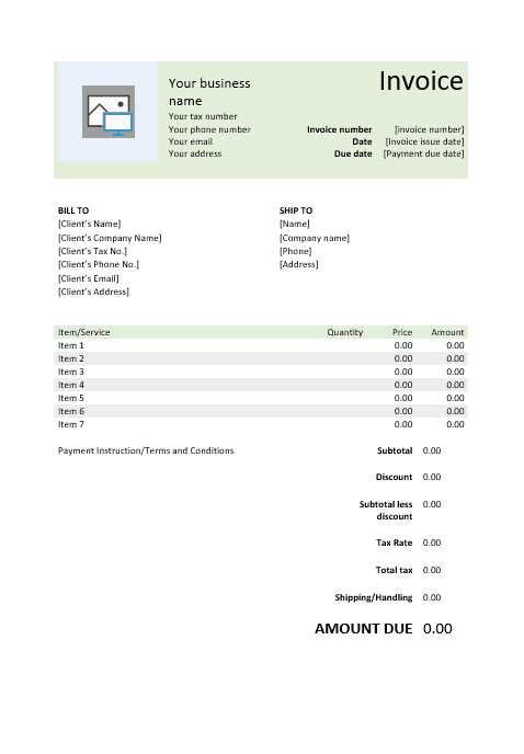 excel invoice templates free