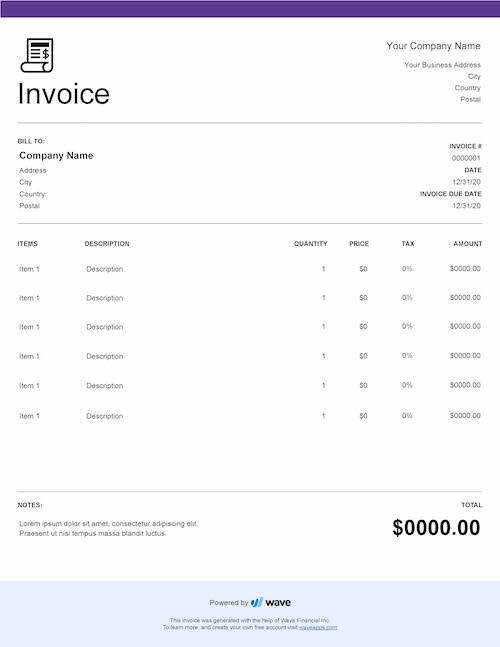 excel modern invoice template