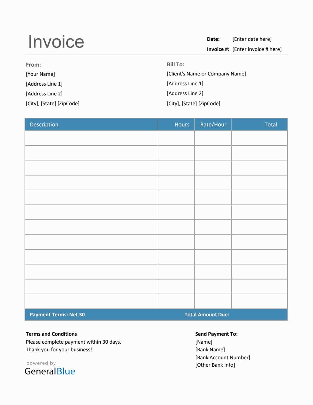 excel professional services invoice template