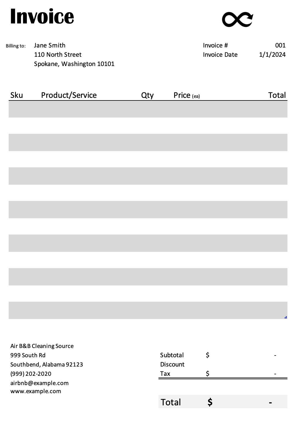 excel simple invoice template