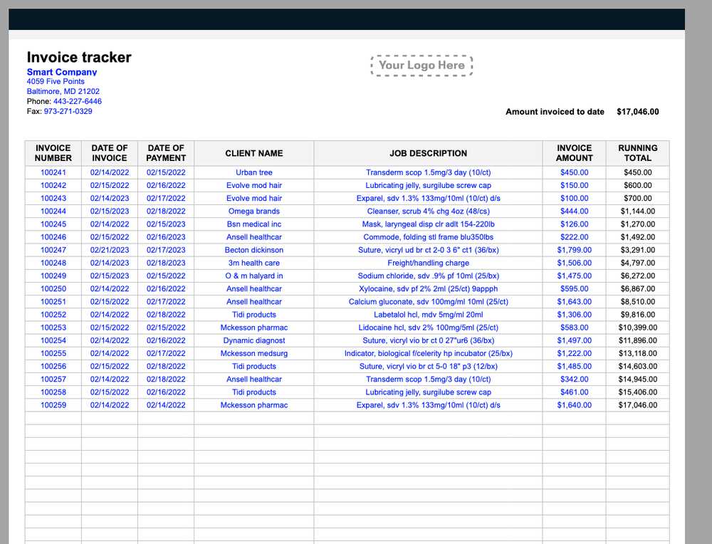 excel templates for invoice tracking