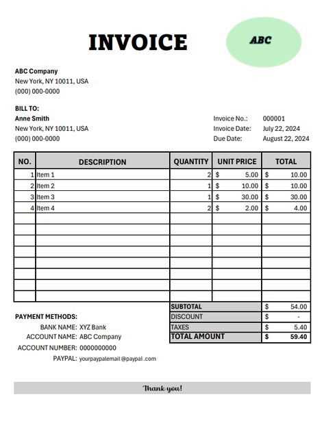 professional invoice template word