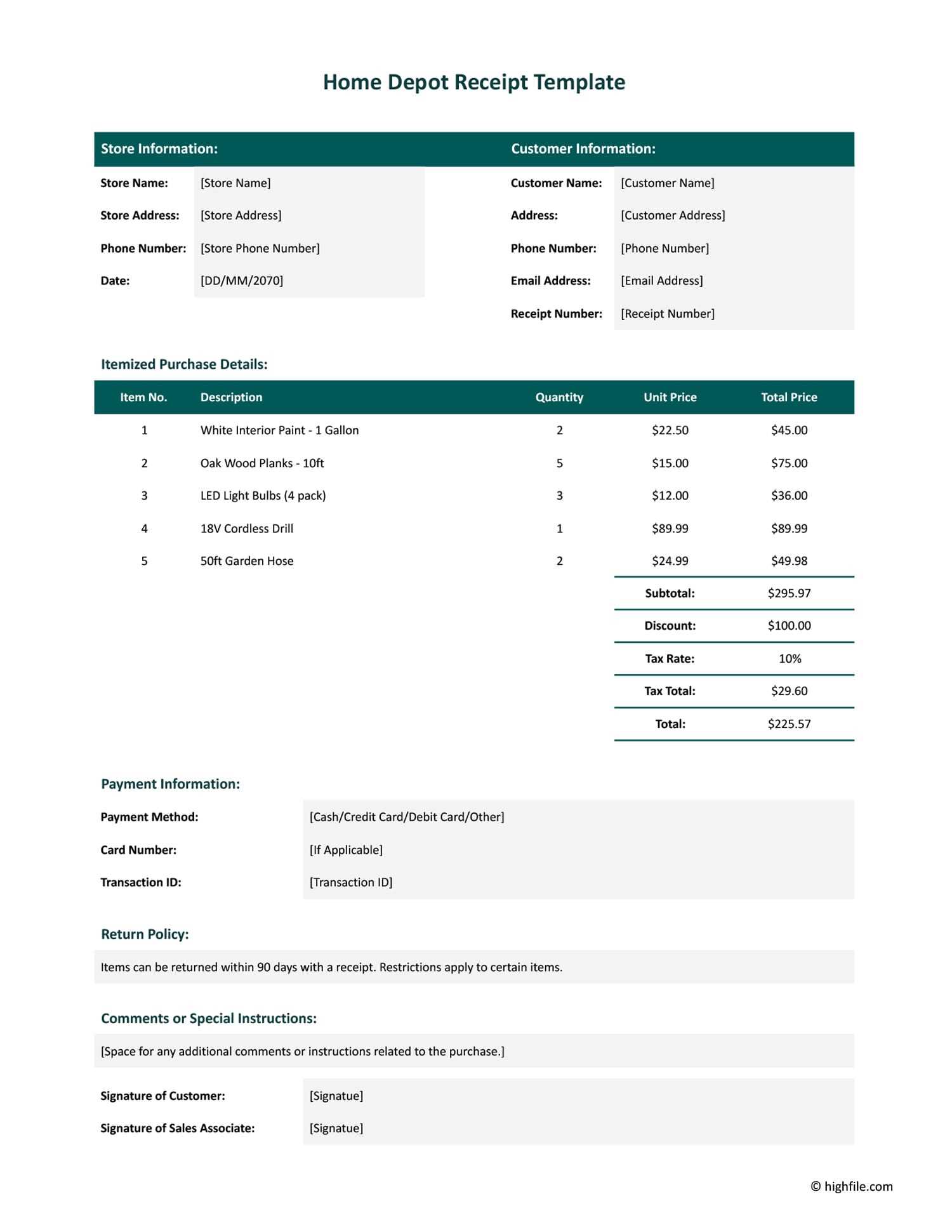 bed and breakfast invoice template