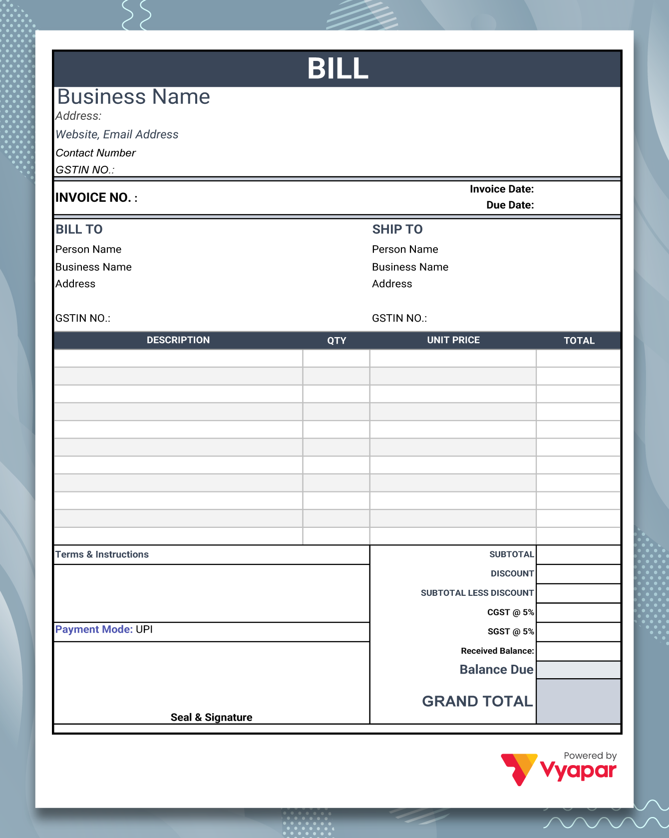 self billing invoice template excel