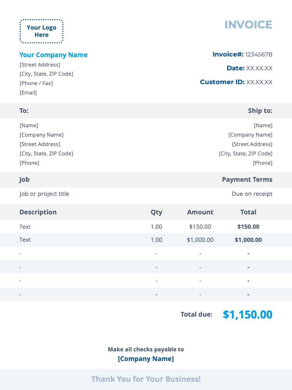 job invoice template