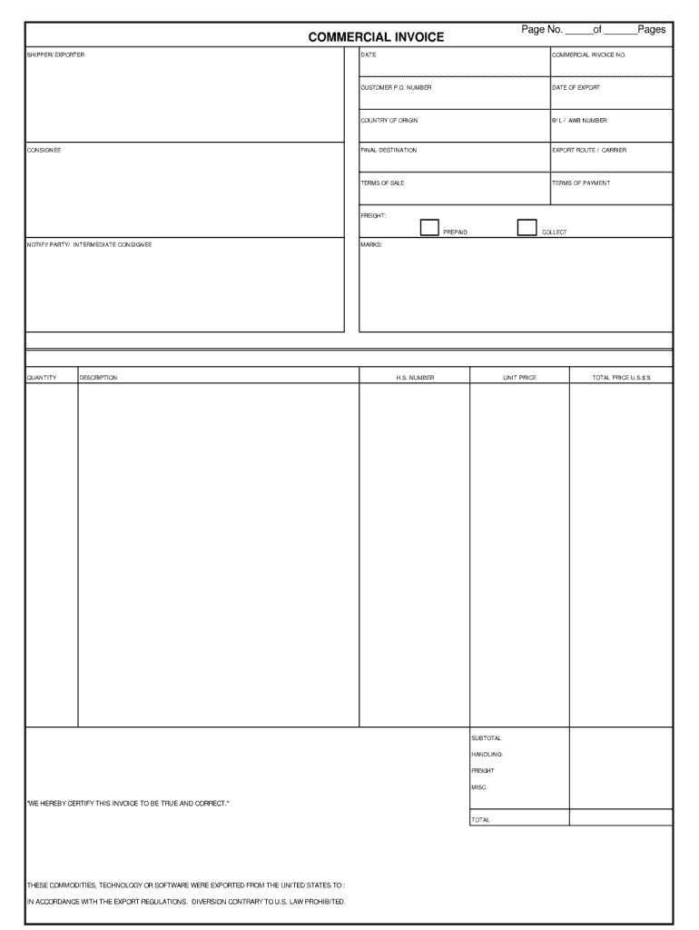 fedex customs invoice template