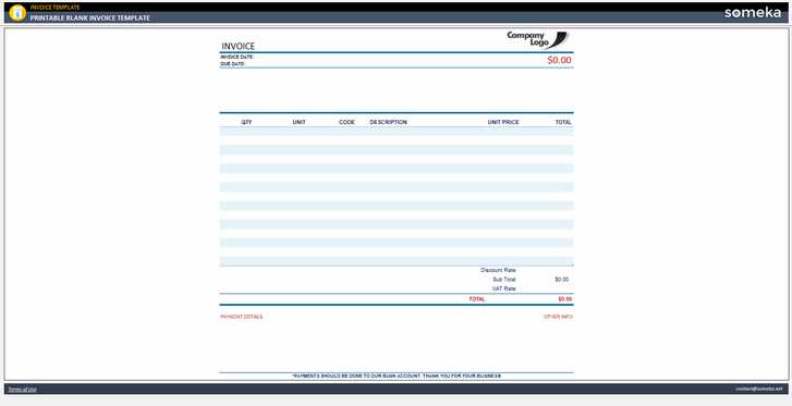 free printable blank invoice template