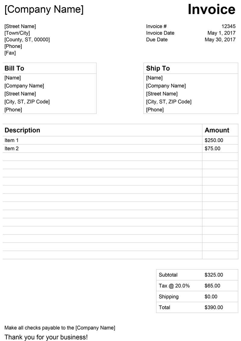 office 2007 invoice template