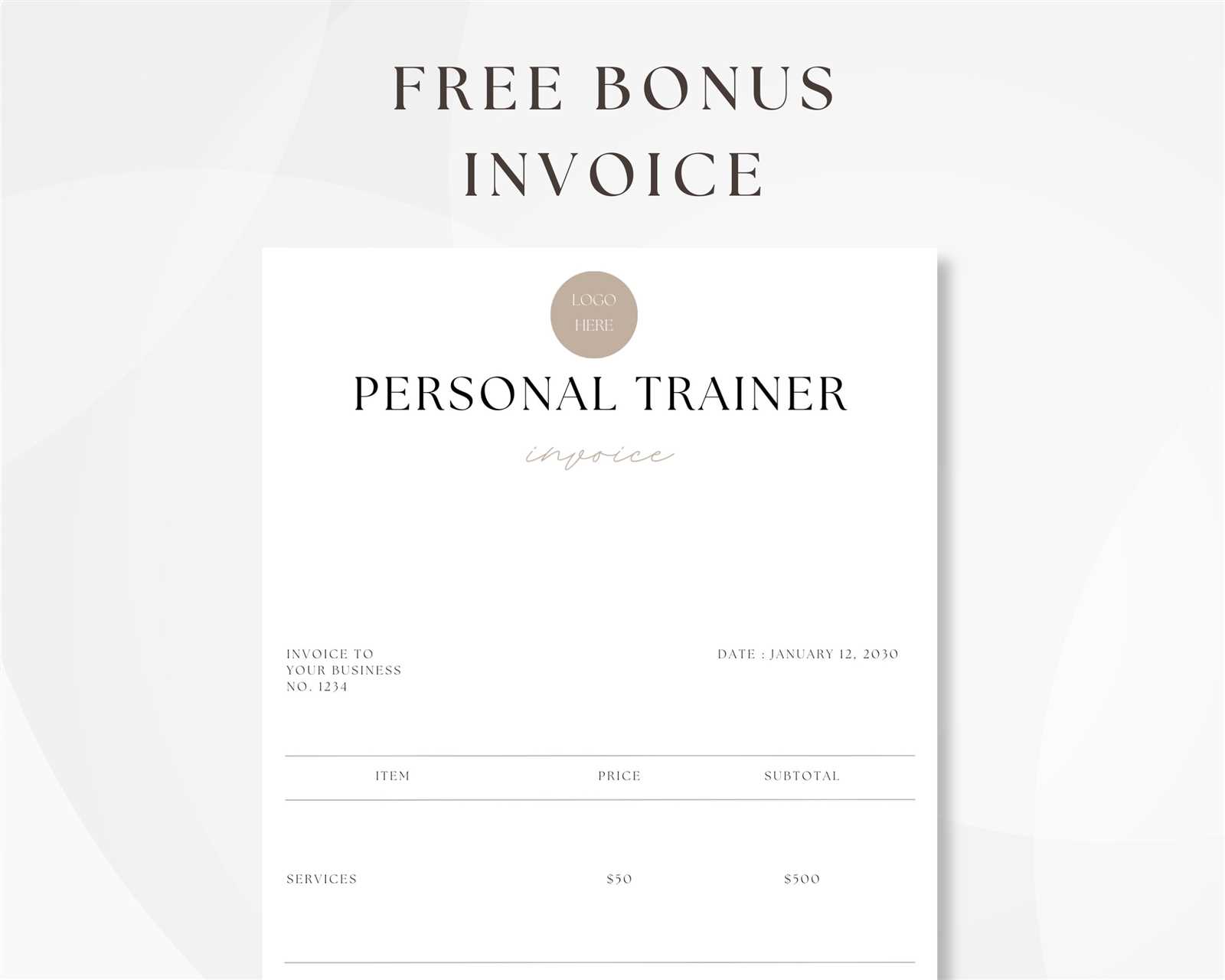 fitness instructor invoice template