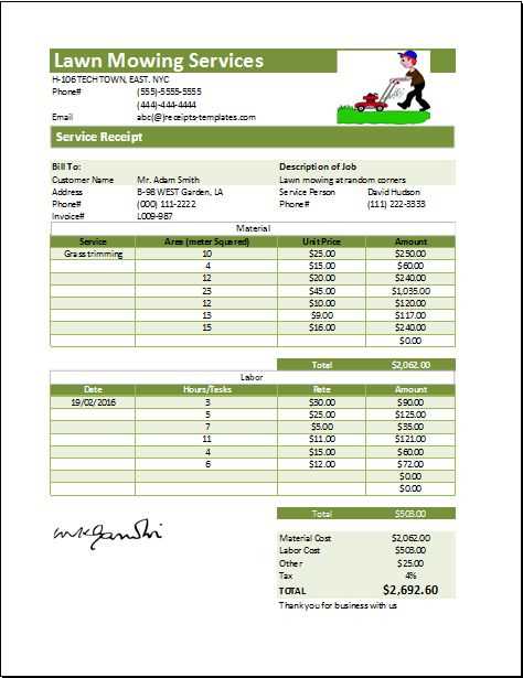 care invoice template