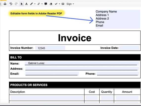 adobe pdf invoice template