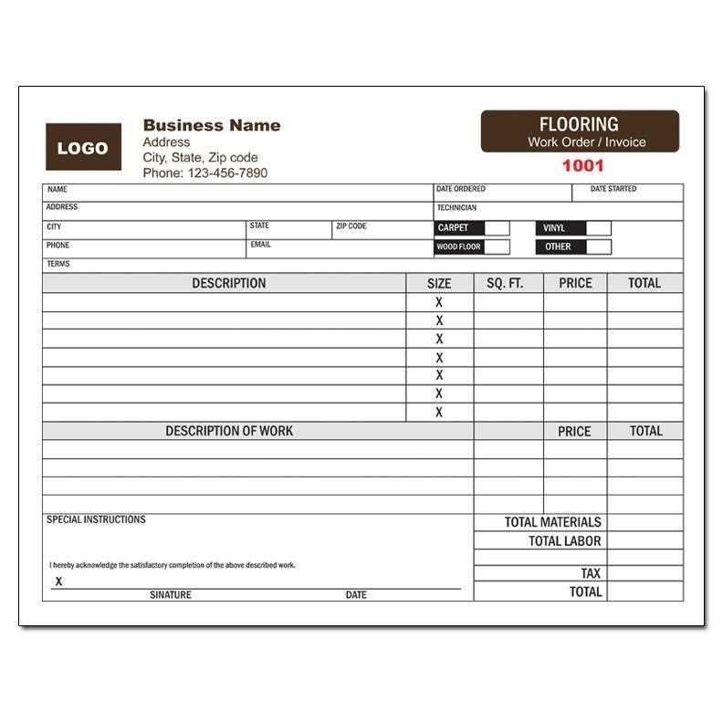 flooring installation invoice template
