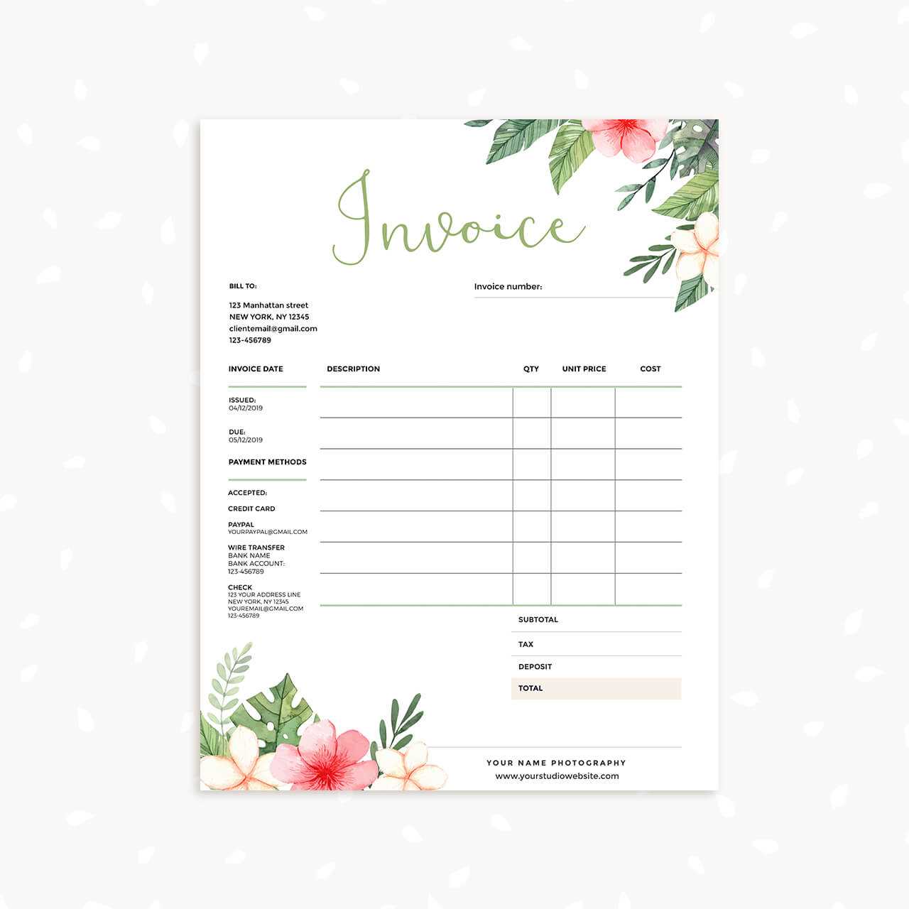 florist invoice template free