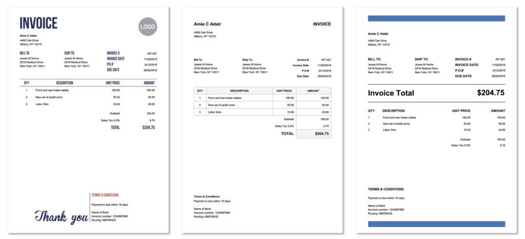 invoice writing template