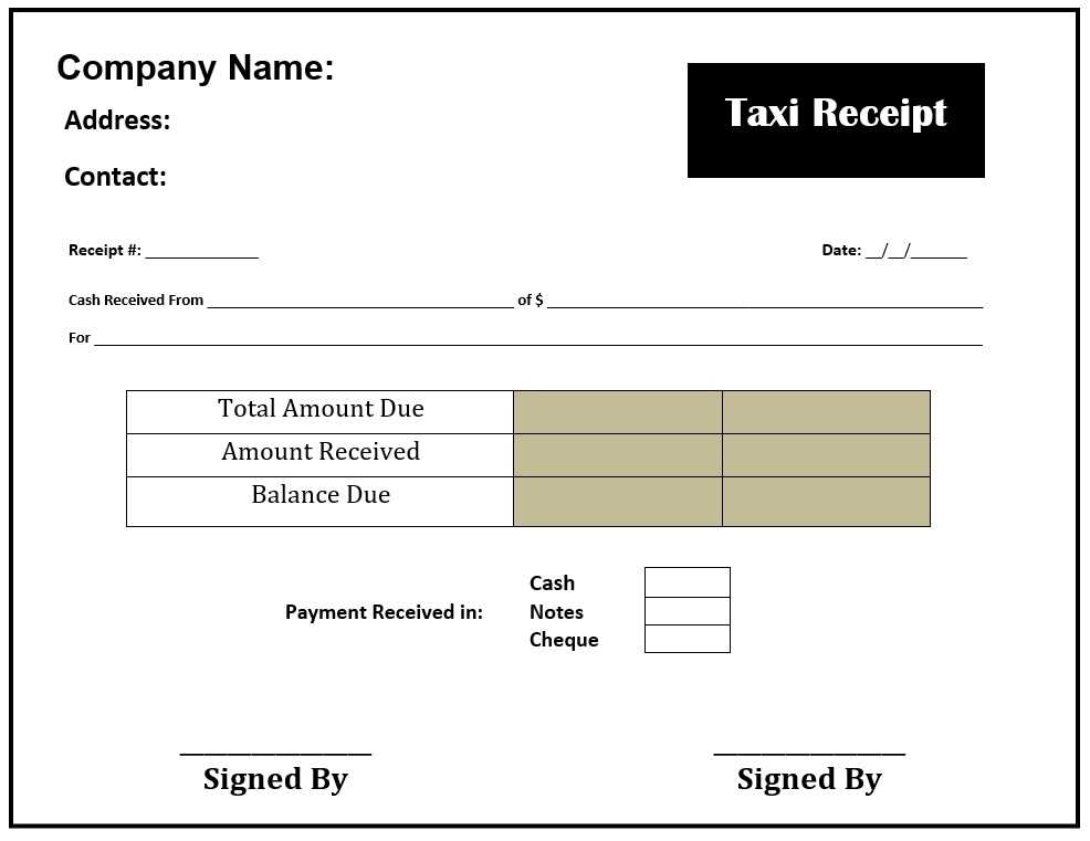 taxi invoice template word