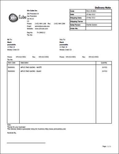 delivery invoice template free