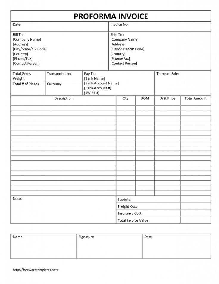 pro forma invoice template