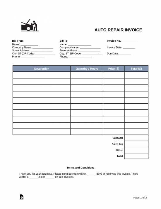 auto invoice template