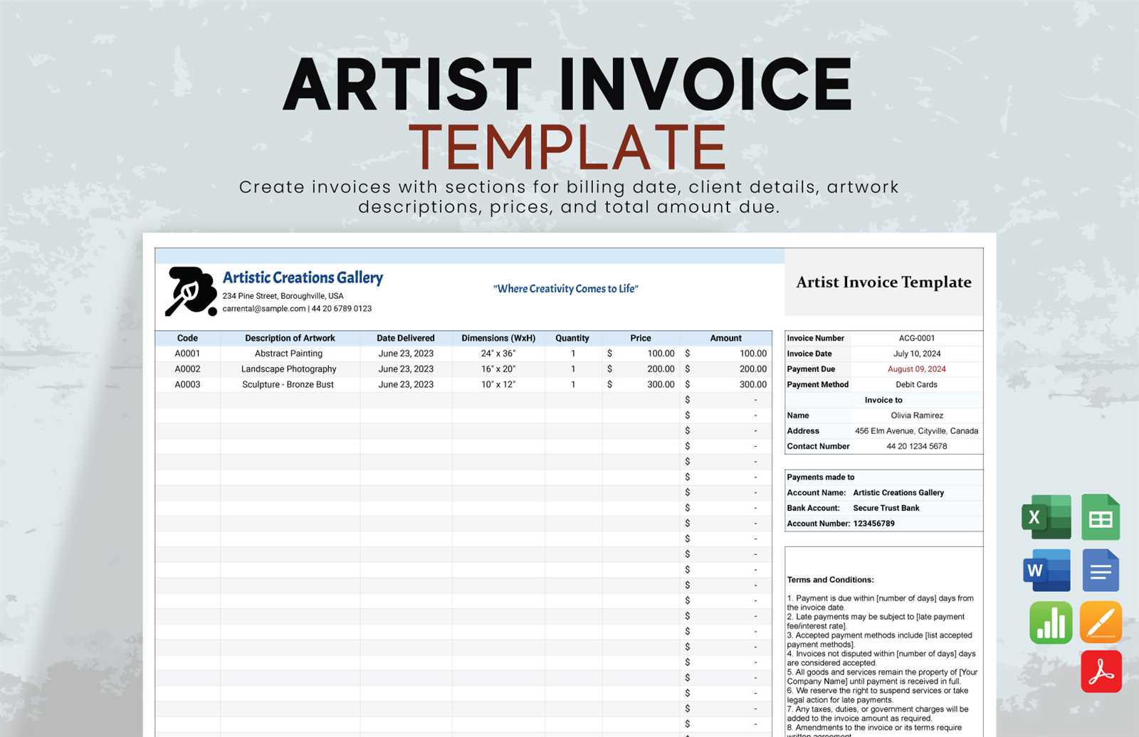 freelance illustrator invoice template