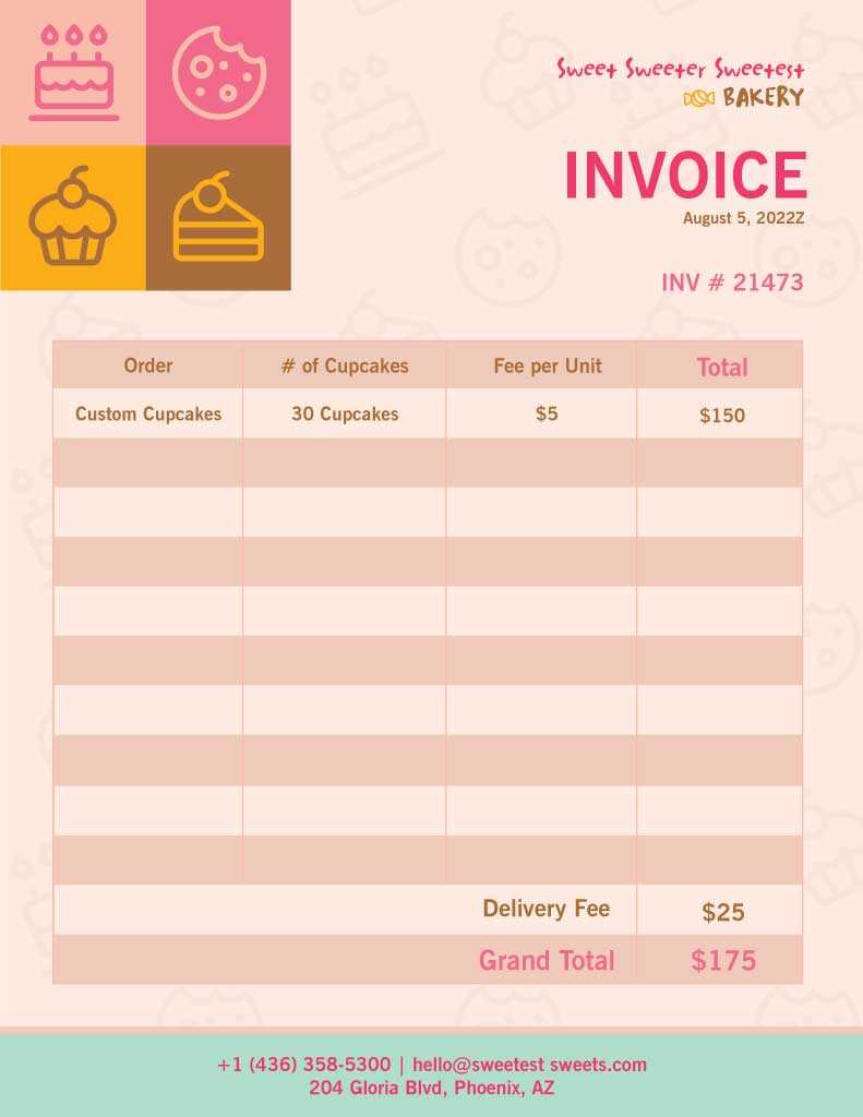 free bakery invoice template